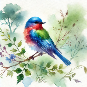 Bird in Watercolor Style