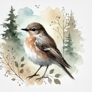 Bird in Watercolor Style