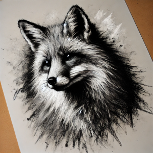 Charcoal Drawing: Fox