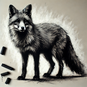 Charcoal Drawing: Fox