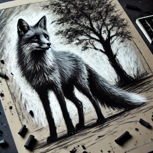 Charcoal Drawing: Fox