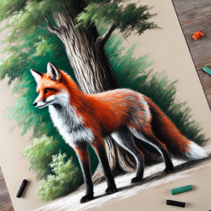 Charcoal Drawing: Fox