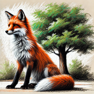 Charcoal Drawing: Fox